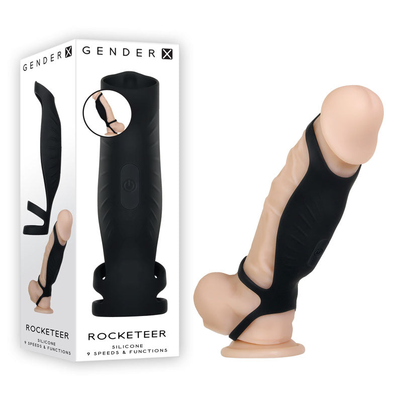 Gender X ROCKETEER - Black USB Rechargeable Vibrating Penis Sleeve Gender X